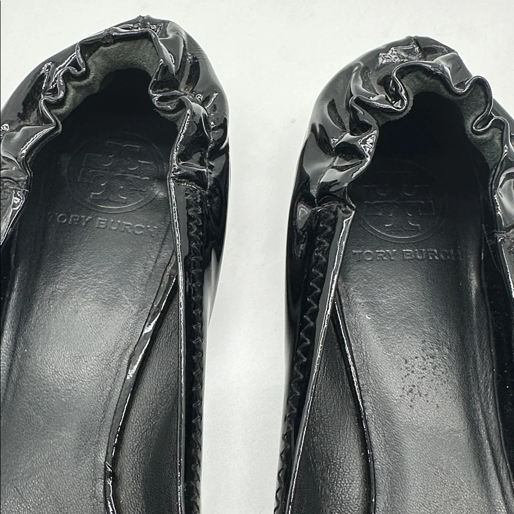 Tory Burch Reva Glossy Black Flats Women’s Size 8